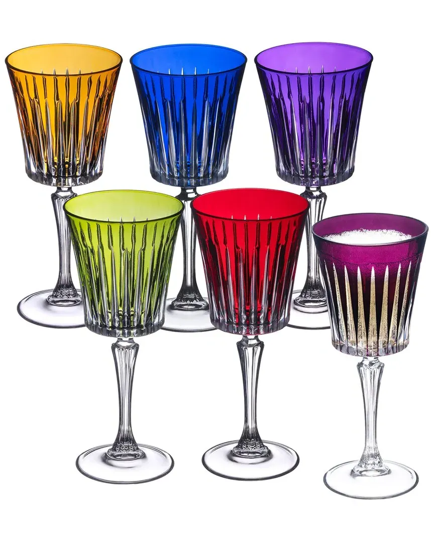Onyx Collection Set of 6 Wine Glasses - Multicolor, Glass