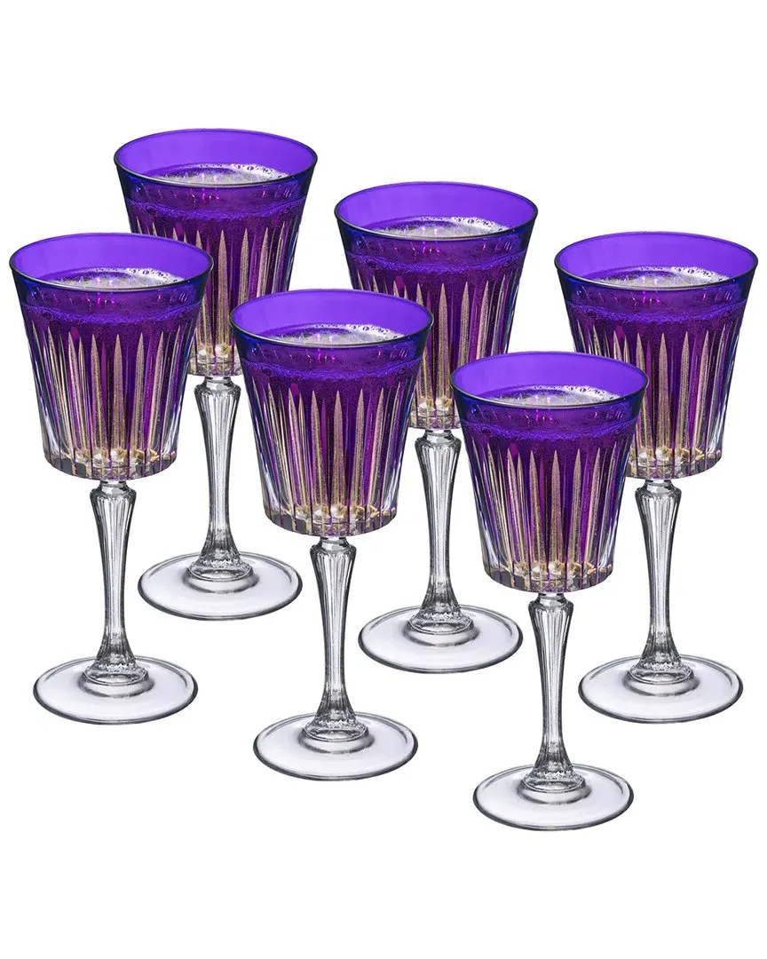 Onyx Collection Set of 6 Wine Glasses - Purple, Glass
