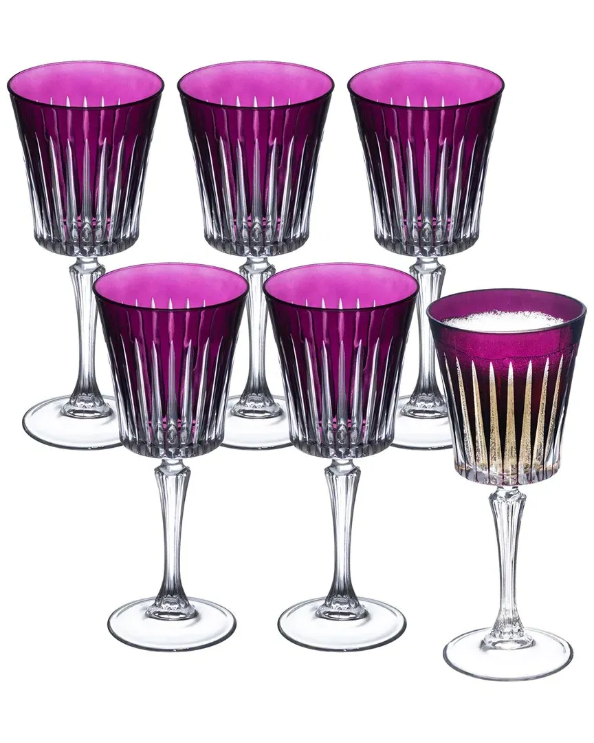 Onyx Collection Set of 6 Wine Glasses - Purple, Glass