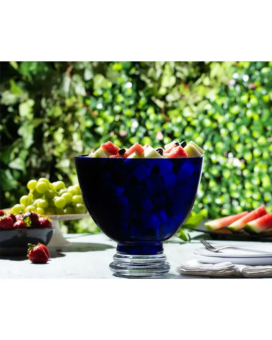 Round Footed Bowl - Blue, Glass image