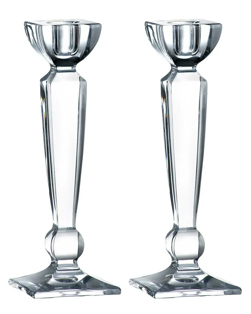 Set of 2 8in Candlestick Holders - Clear, Glass image
