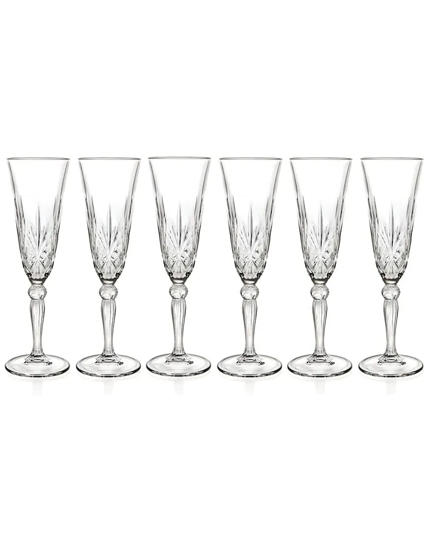 Set of 6 Champagne Flutes 5.4oz - Clear, Glass
