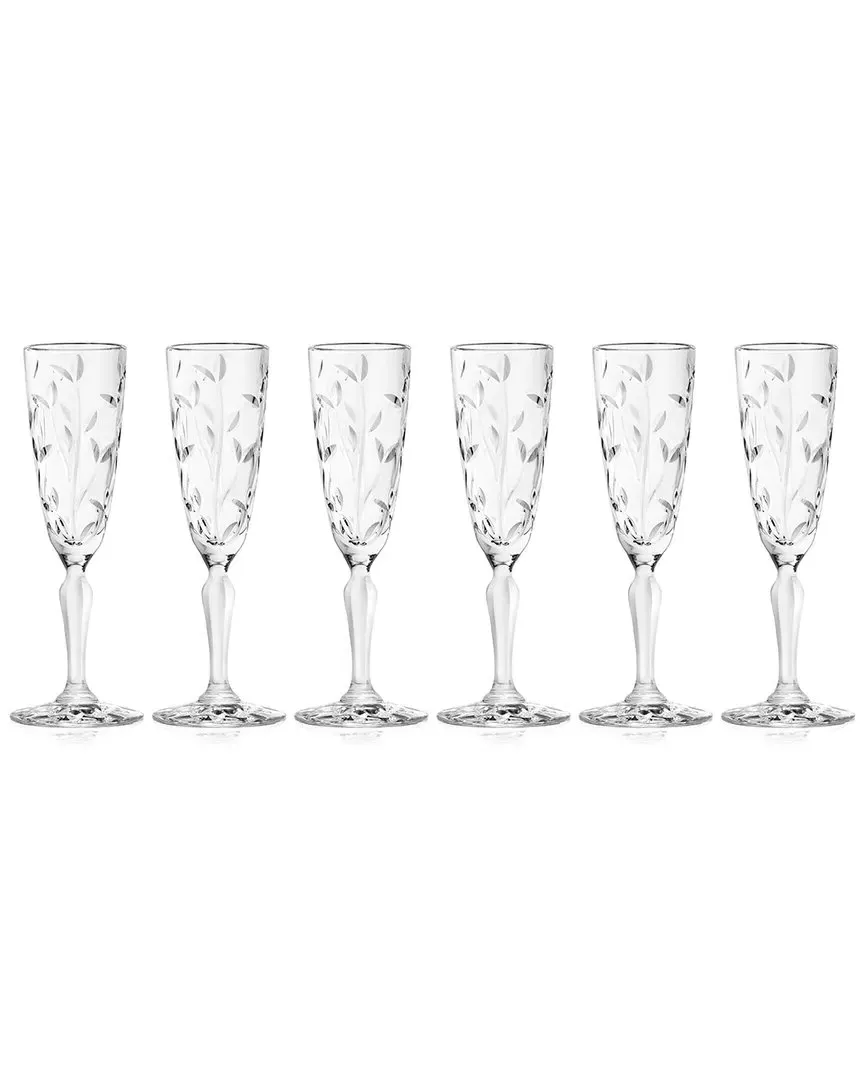 Set of 6 Champagne Flutes 5.4oz - Clear, Glass