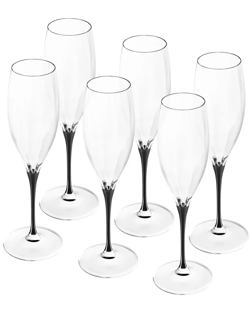 Set of 6 Champagne Flutes - Clear, Glass image