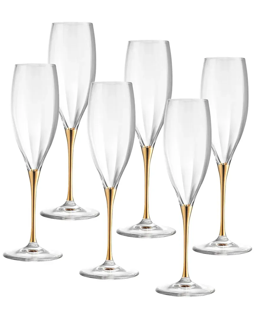 Set of 6 Champagne Flutes - Clear, Glass