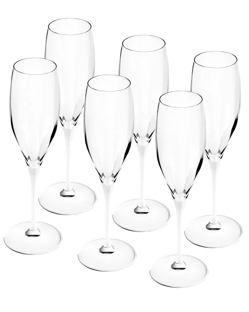 Set of 6 Champagne Flutes - Clear, Glass