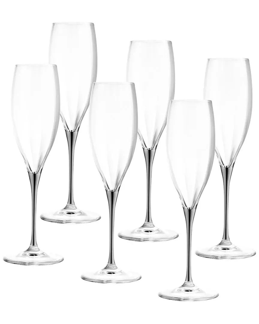 Set of 6 Champagne Flutes - Clear, Glass