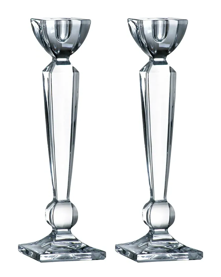 Set of Two 12in Crystalline Candlestick Holders - Clear