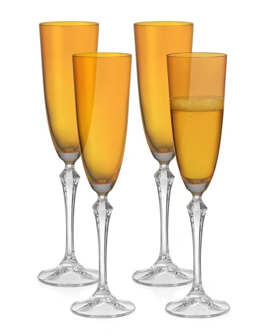 Vivid Set of 4 Champagne Flutes - Amber, Glass image