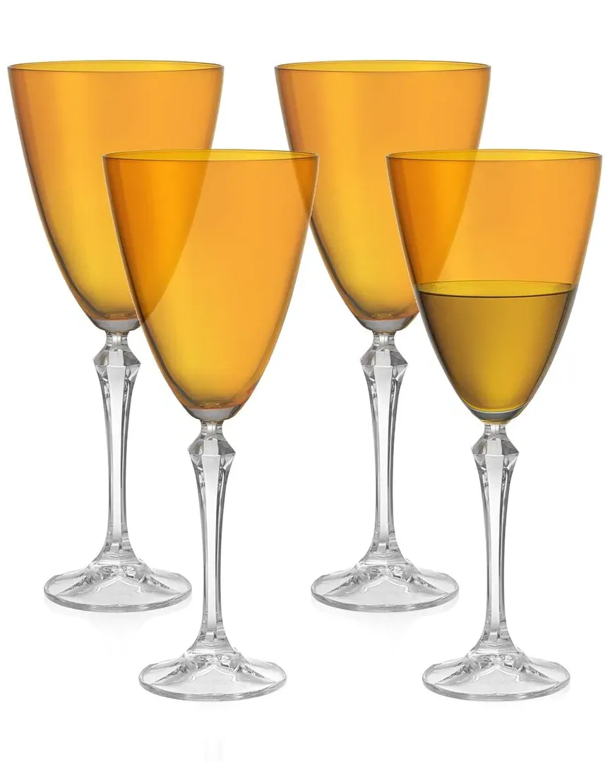 Vivid Set of 4 Wine Glasses 9oz - Amber, Glass image