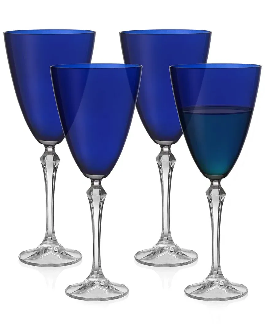 Vivid Set of 4 Wine Glasses 9oz - Blue, Glass