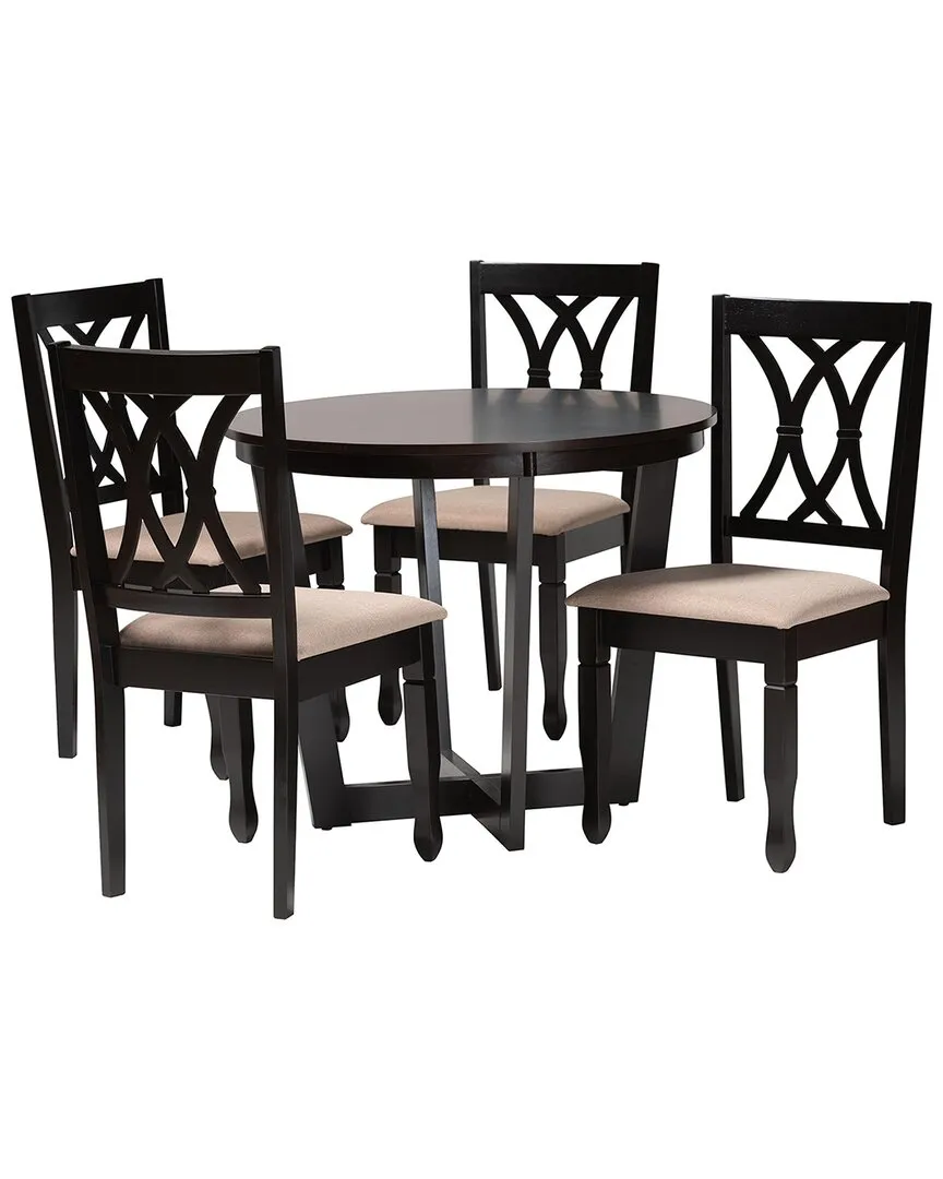 Aggie 5-Piece Wood Dining Set - Sand, Rubberwood image
