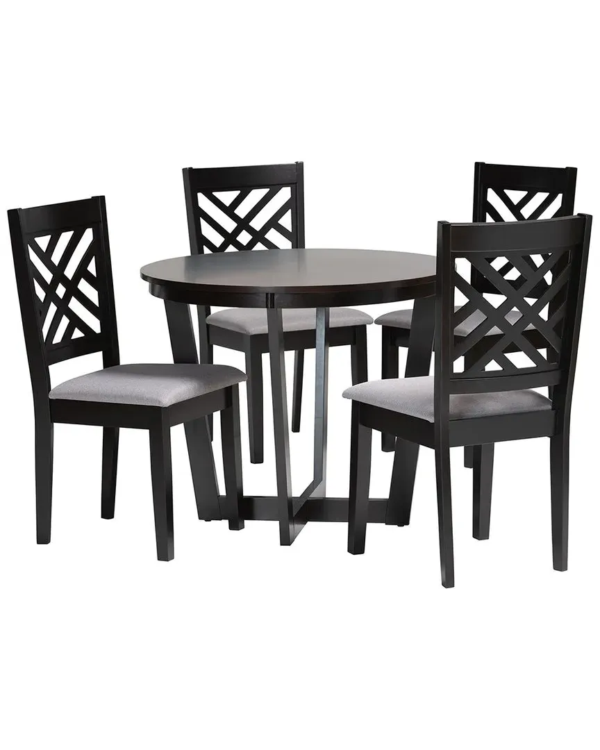 Alena 5-Piece Dining Set - Light Grey, Rubberwood