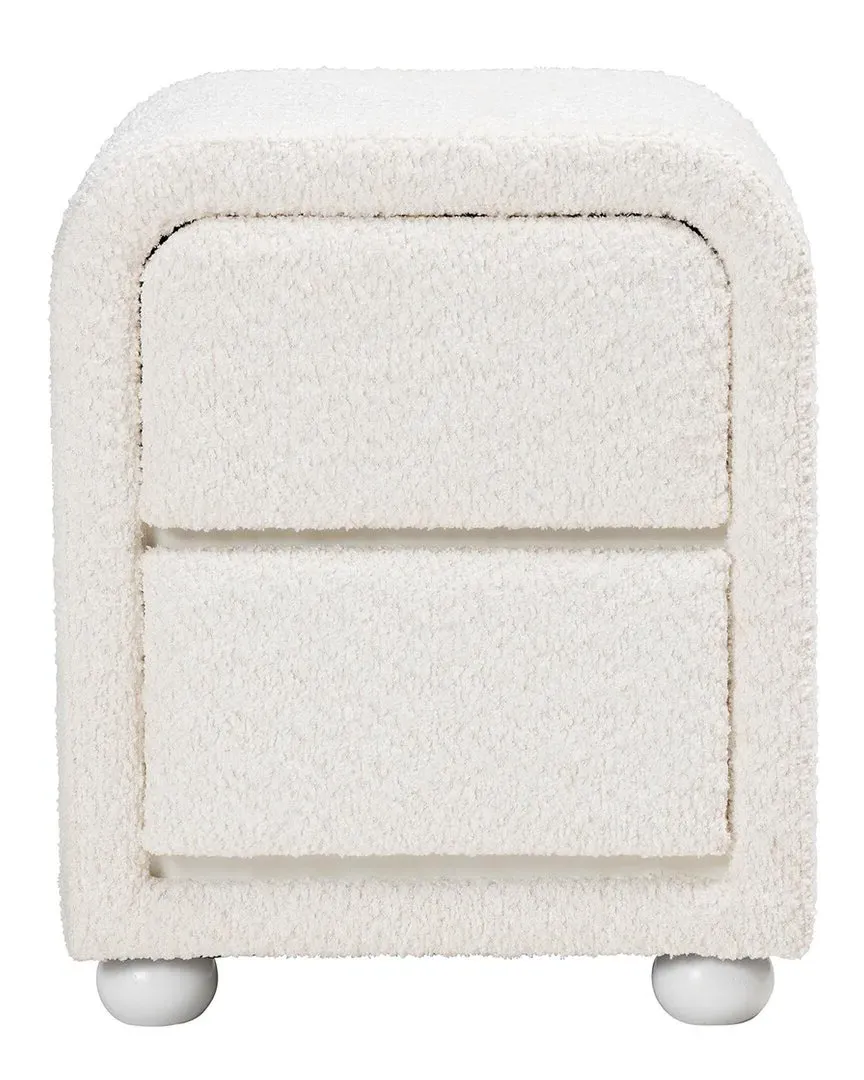 Bonilla 2-Drawer Nightstand - White, Teddy-Bear Fabric image