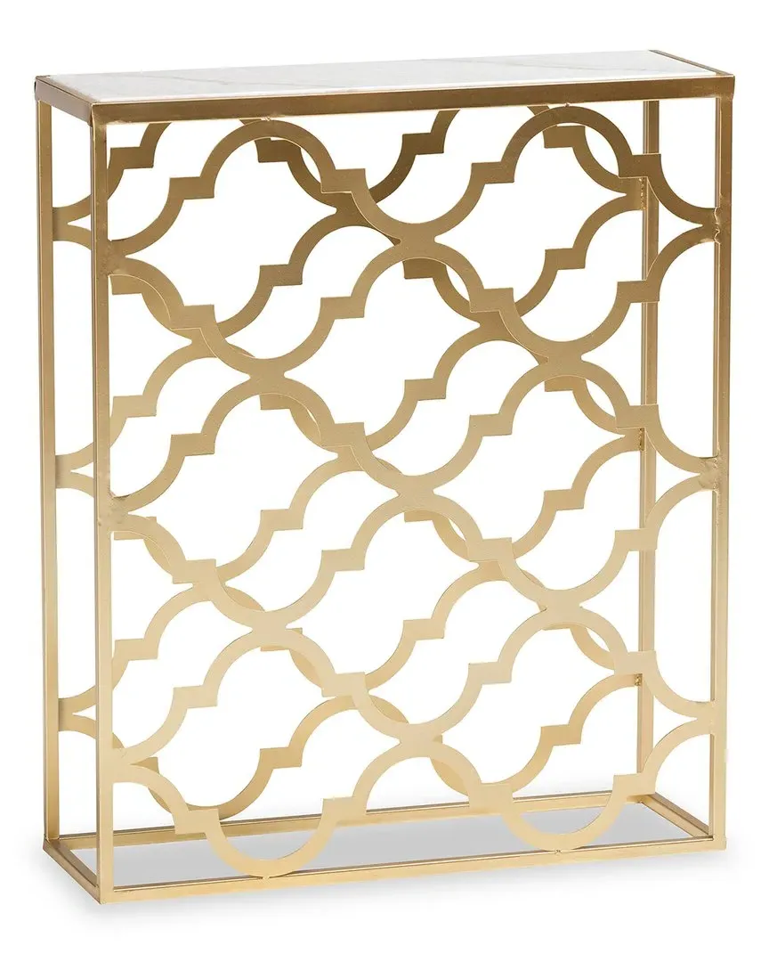 Calanthe Console Table with Marble Top - White, Metal image