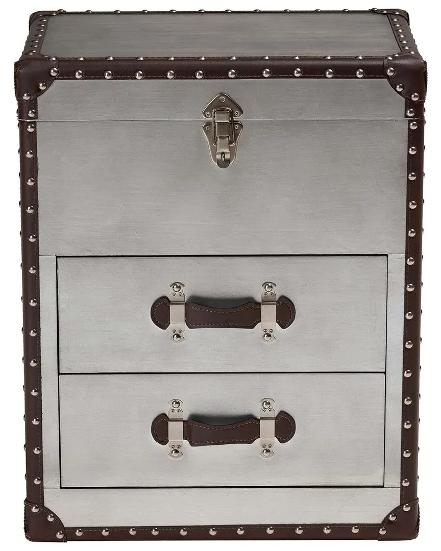 Calidore 2-Drawer End Table with Storage - Silver, Metal image
