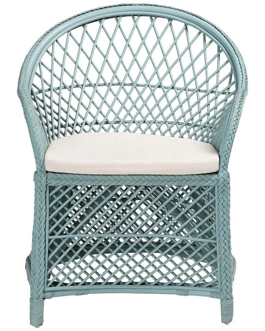 Casilda Braided Rattan Arm Chair - Pastel Cyan