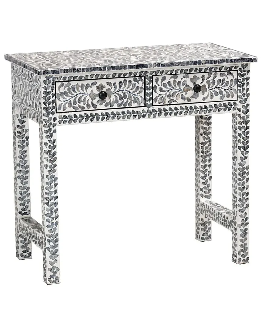 Diata 2-Drawer Console Table - Mosaic Black/White, Capiz Shell image