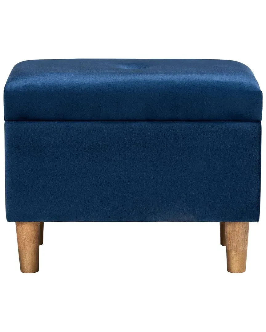 Elias Rectangular Storage Ottoman - Navy Blue, Velvet image