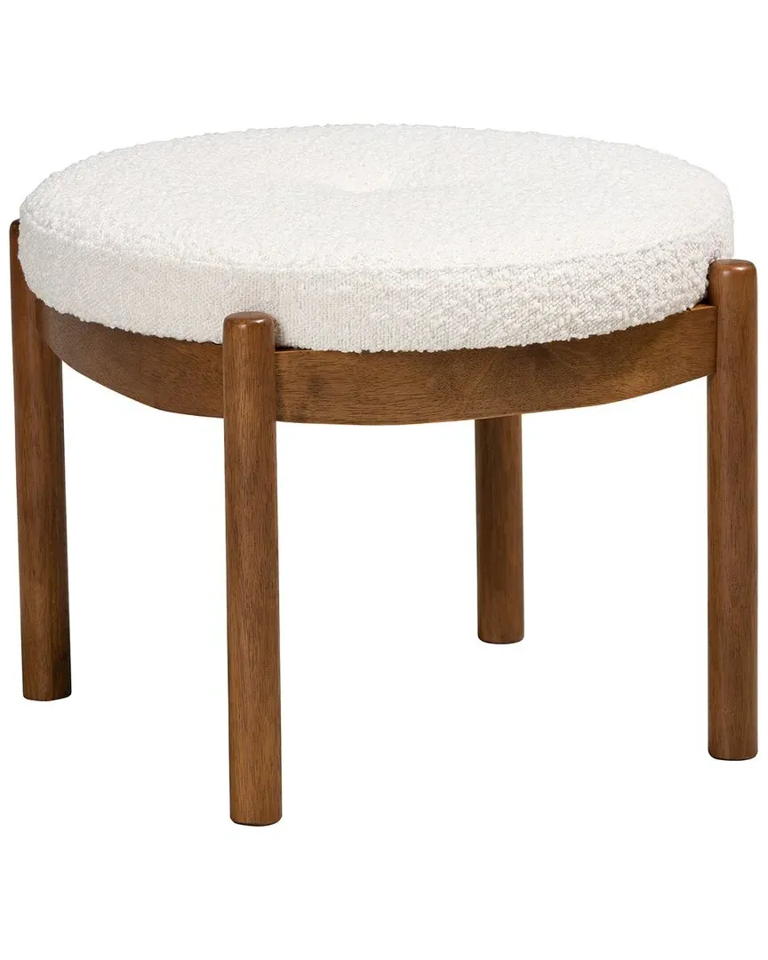 Iliana Round Ottoman - White, Boucle image