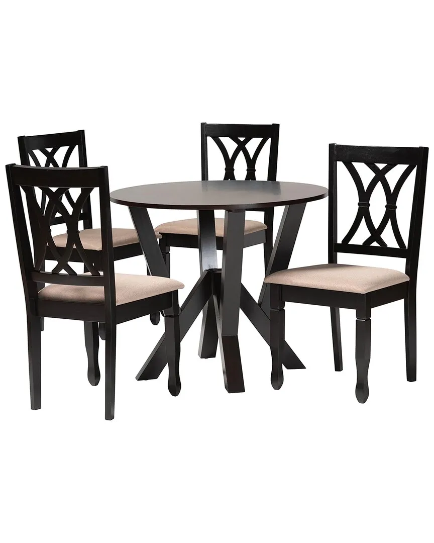 Irene 5-Piece Dining Set - Sand, Rubberwood