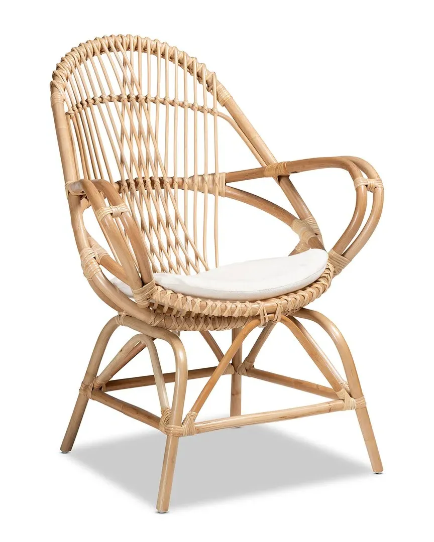 Jayden Accent Chair with Armrests - White, Rattan image