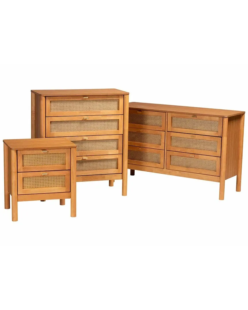 Jenn 3-Piece Storage Set - Golden Brown, Rattan