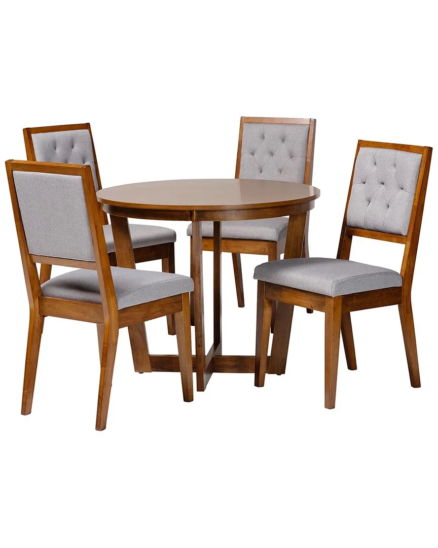 Kala 5-Piece Dining Set - Grey, Rubberwood