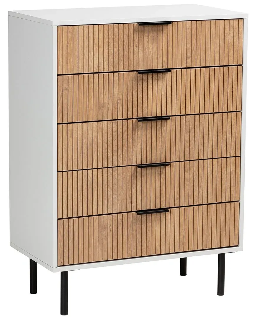 Karima 5-Drawer Storage Cabinet - White, Wood
