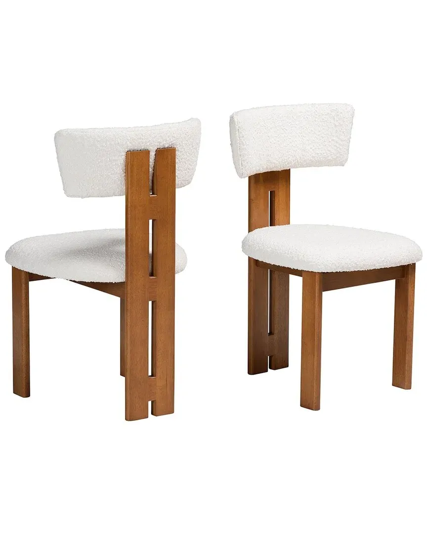 Kyren 2-Piece Dining Chair Set - Cream, Boucle