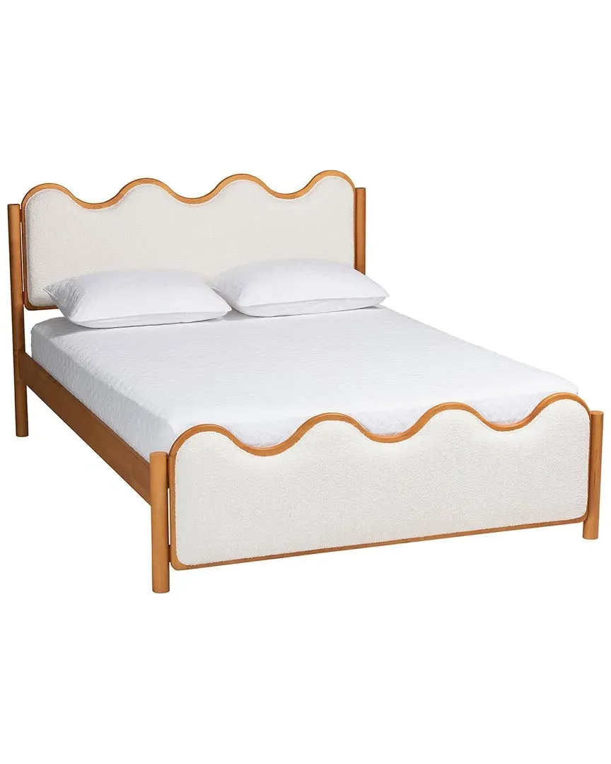 Lilia Queen Platform Bed - Cream, Boucle