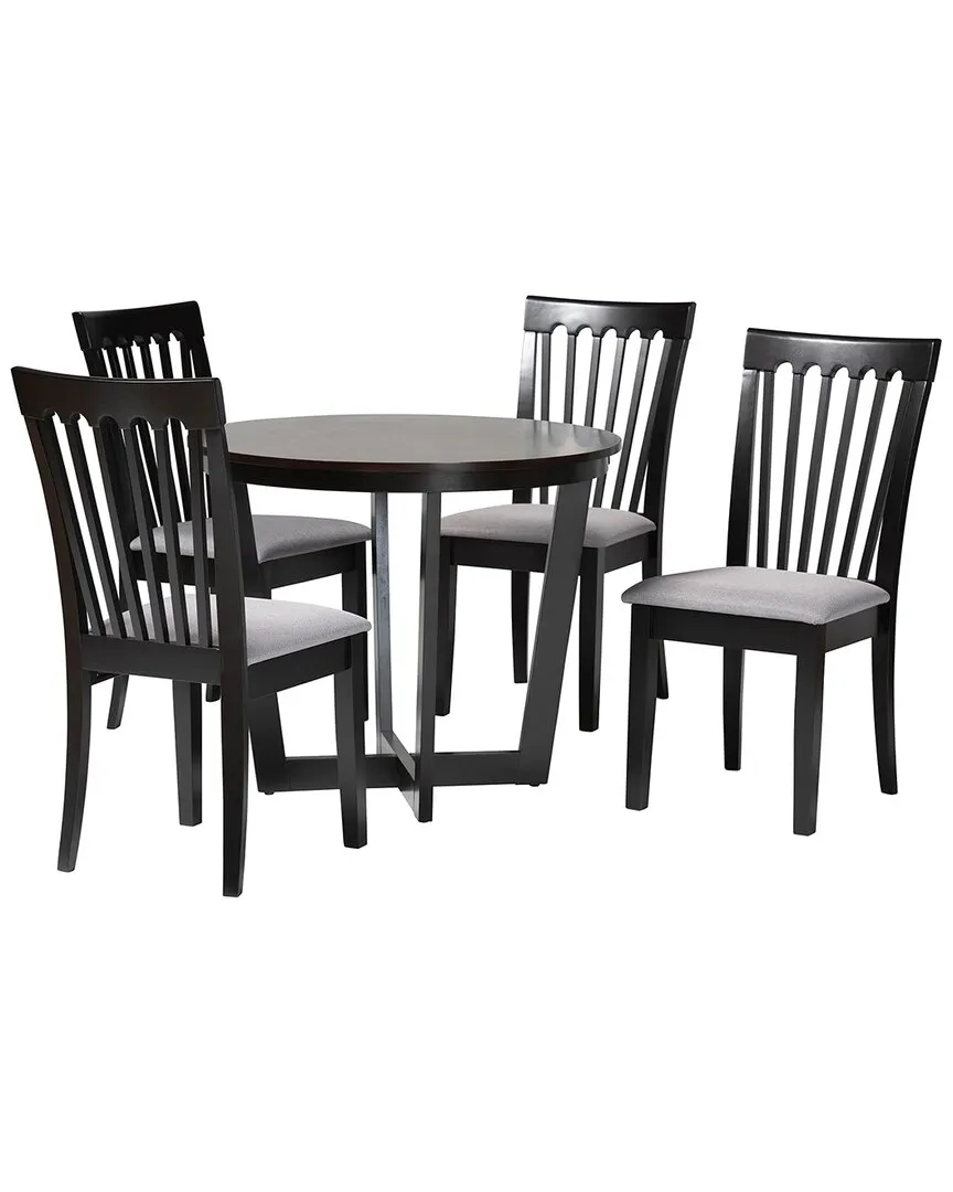Nellie 5-Piece Dining Set - Grey, Rubberwood