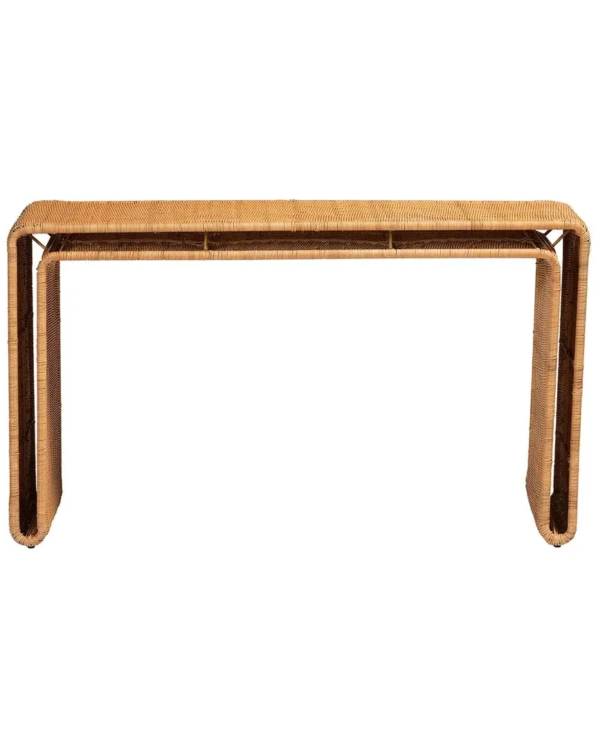 Nevada Bohemian Rattan Console Table - Light Honey image