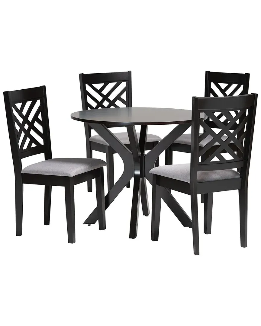 Norah 5-Piece Dining Set - Light Grey, Rubberwood