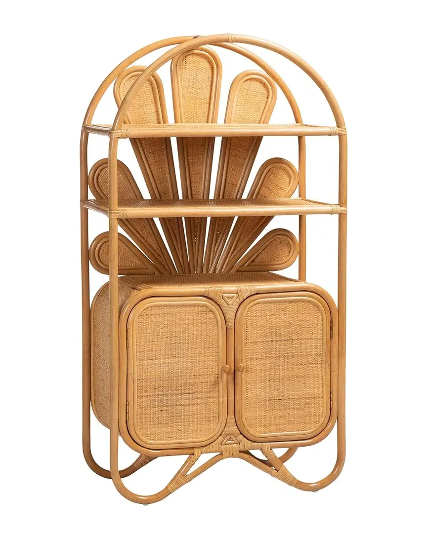 Noreen Peacock Fan Natural Rattan Cabinet - Light Honey image