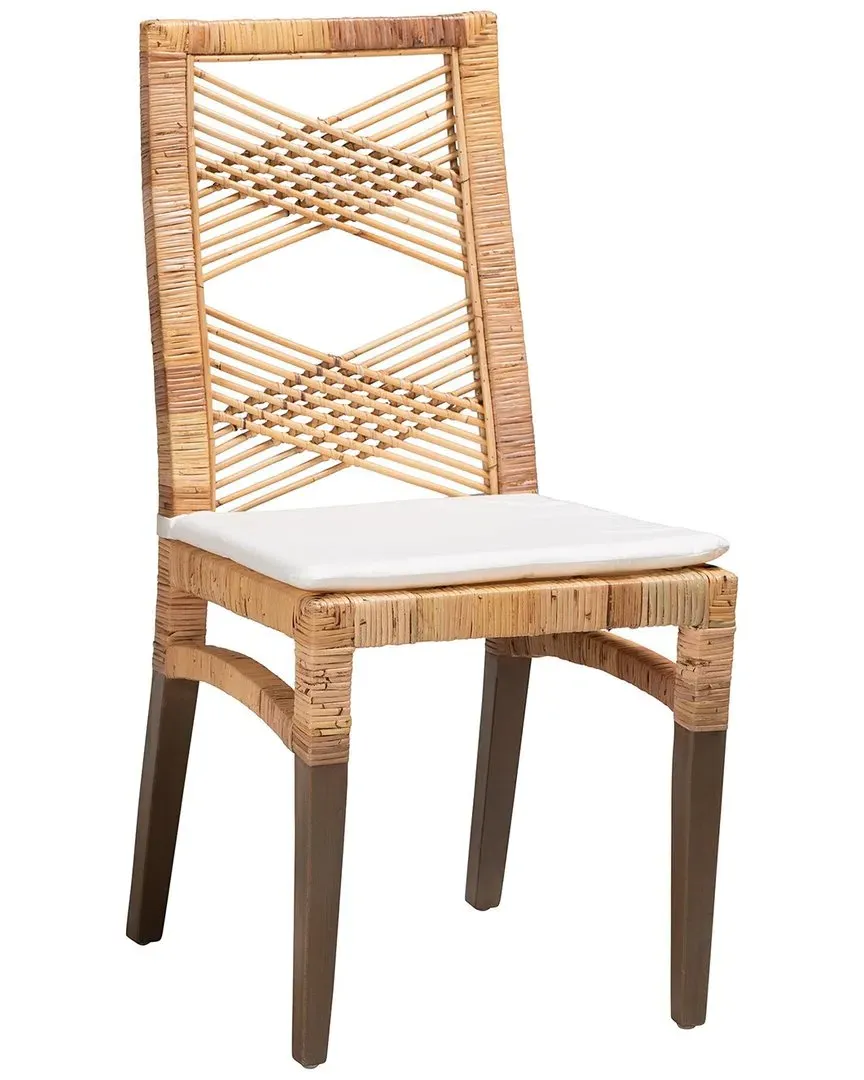Poltak Rattan Dining Chair - White, Mahogany
