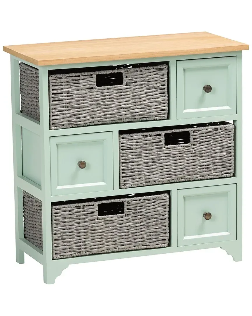 Valtina 3-Drawer Storage Unit with Baskets - Brown image