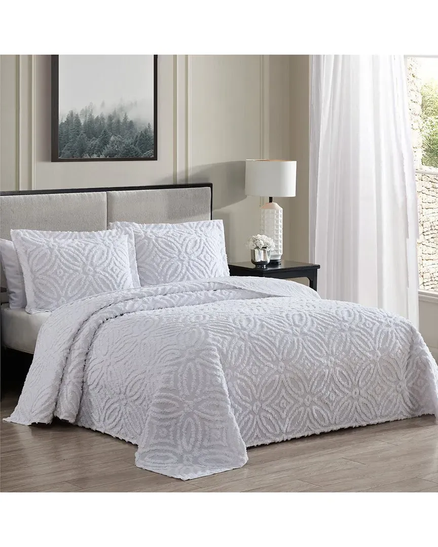 Alicia Tufted Chenille Bedspread - White, Cotton image