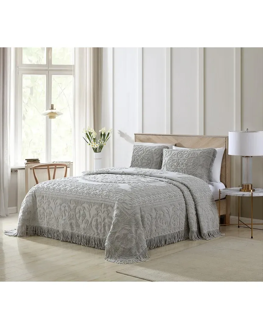 Medallion Chenille Bedspread - Gray, Cotton