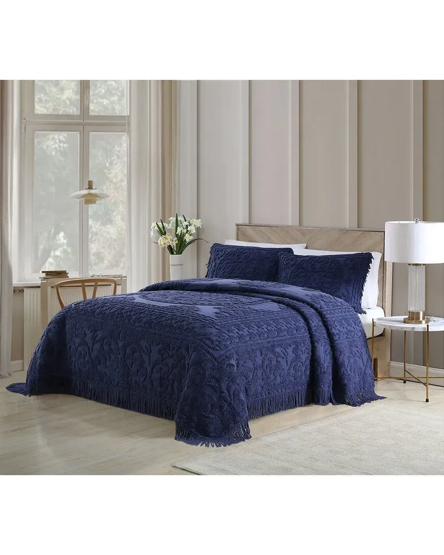 Medallion Chenille Bedspread - Navy, Cotton