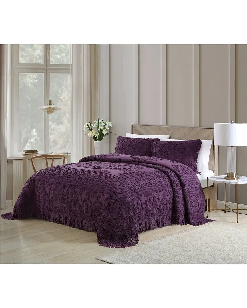 Medallion Chenille Bedspread - Purple, Cotton