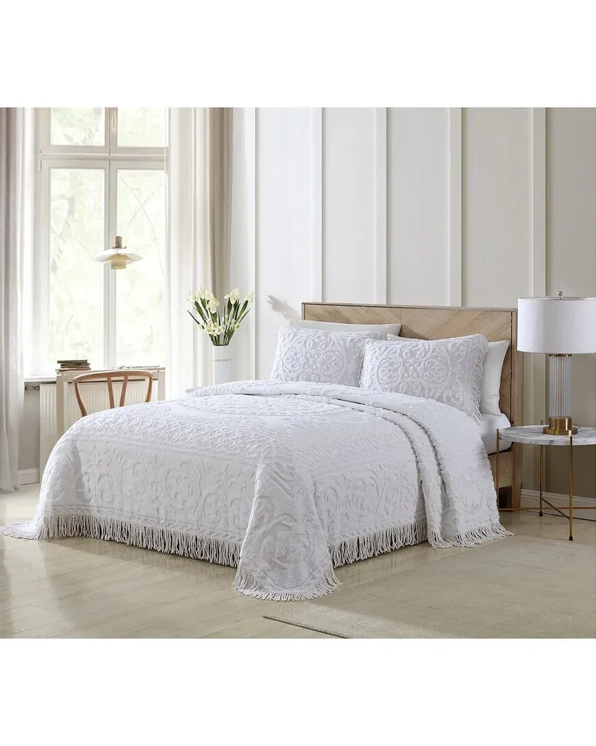 Medallion Chenille Bedspread - White, Cotton