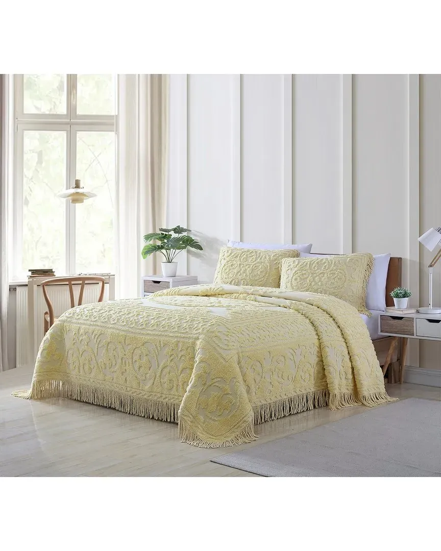 Medallion Chenille Bedspread - Yellow, Cotton