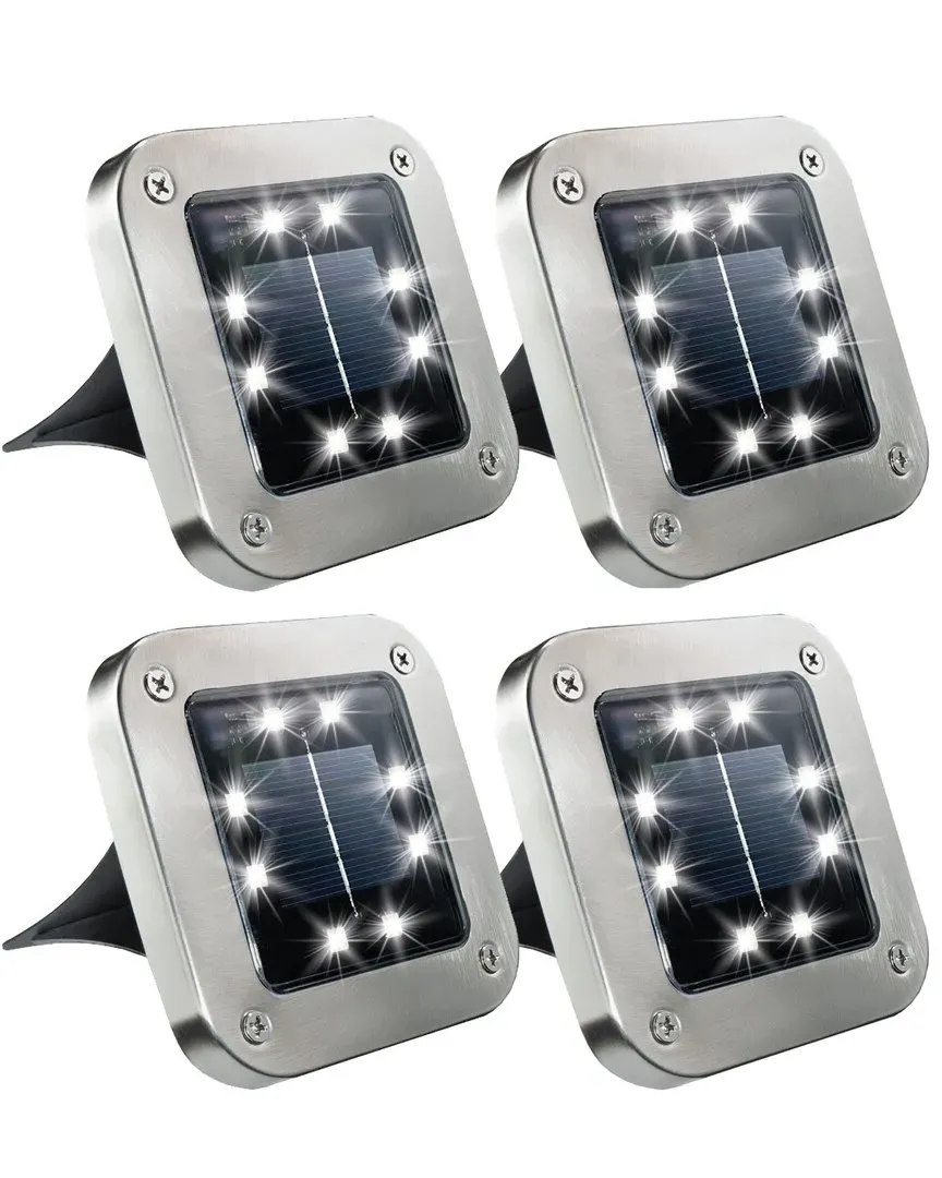 8 LED Square Disk Lights 4 Pack - Steel image