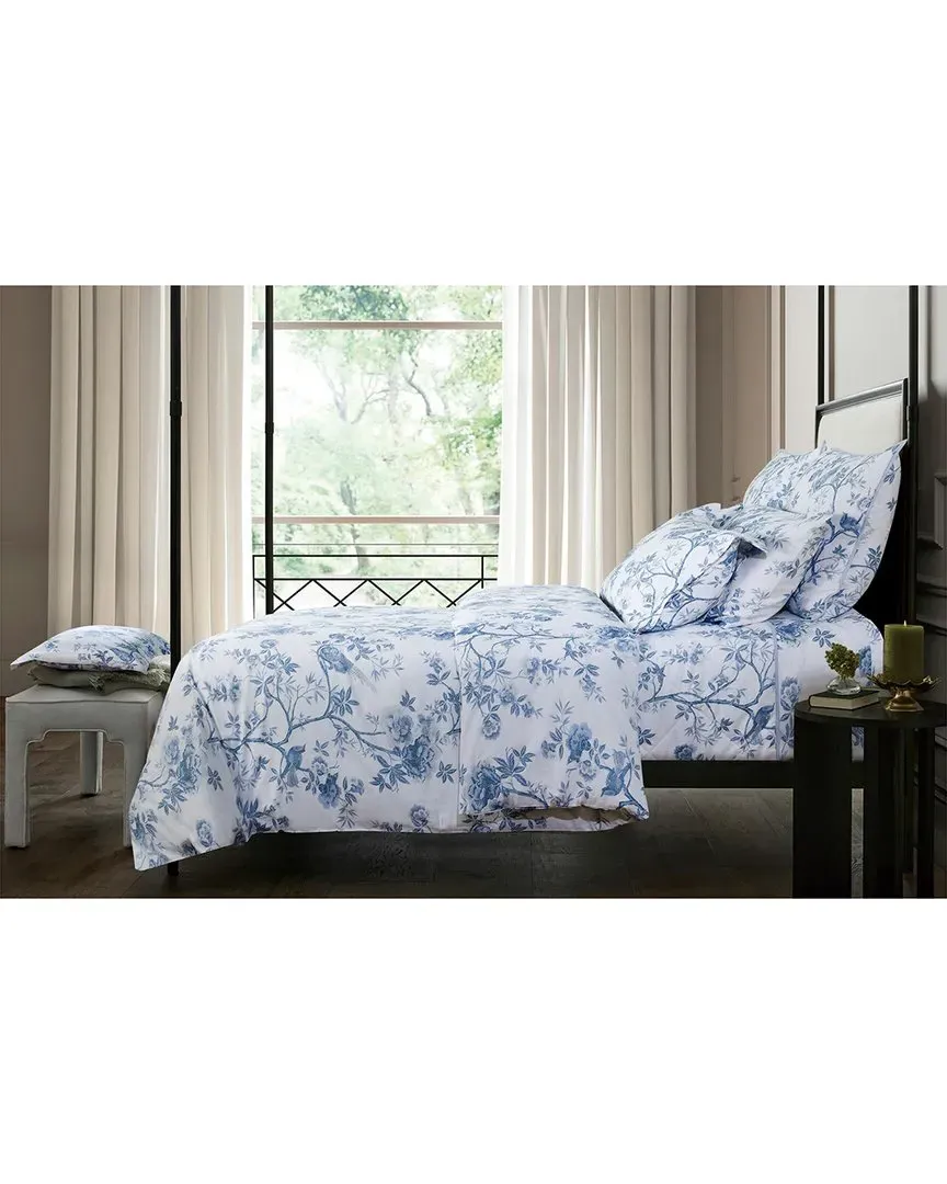400 Thread Count Josephine Duvet Set - White/Blue, Cotton image