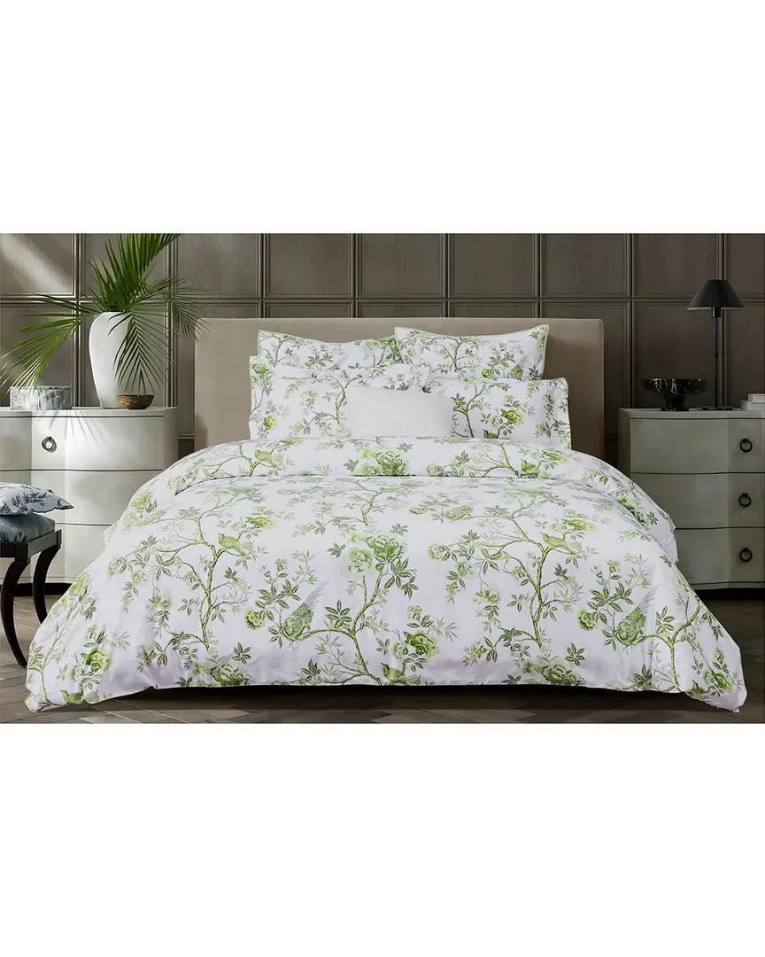 400 Thread Count Josephine Duvet Set - White/Sage, Cotton