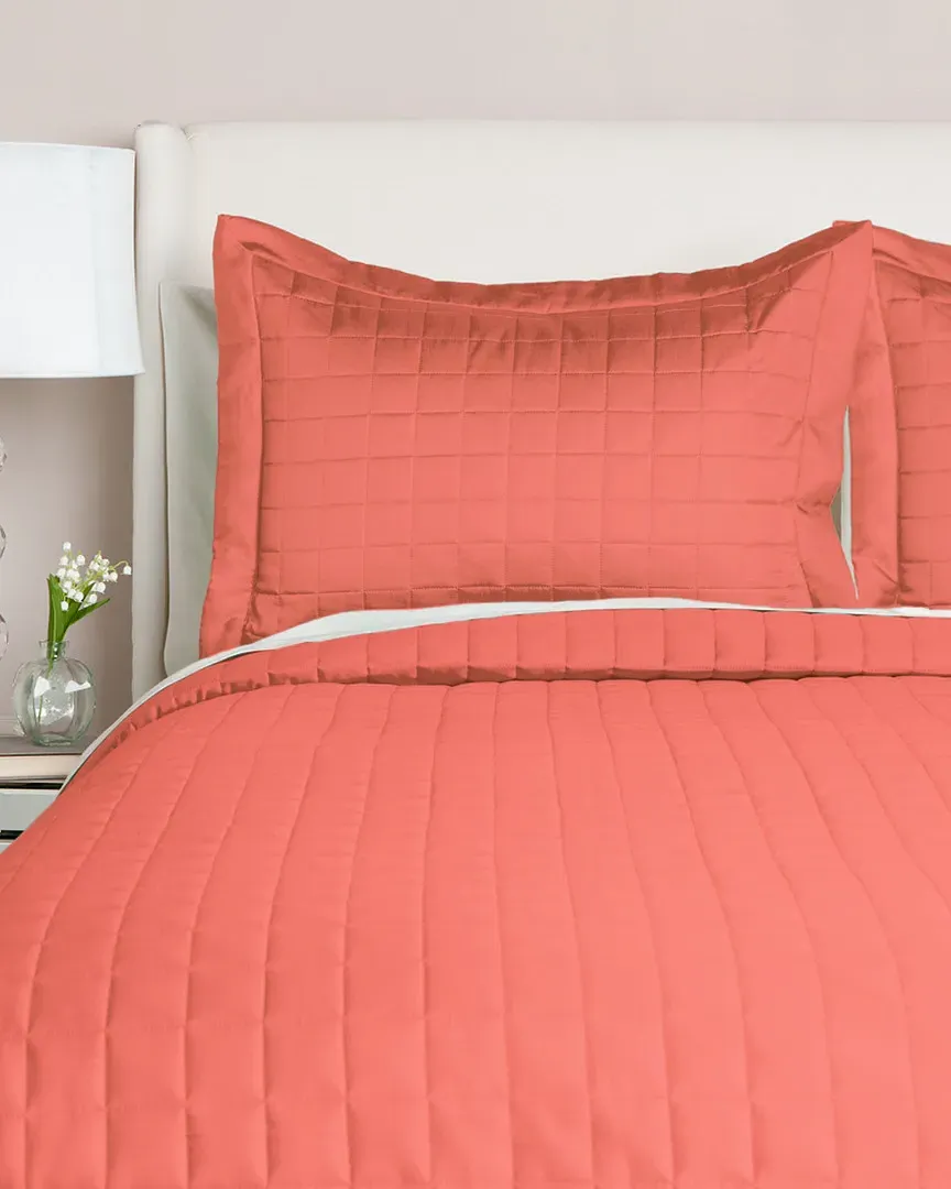 700TC Quilted Cotton Coverlet Collection - Orange