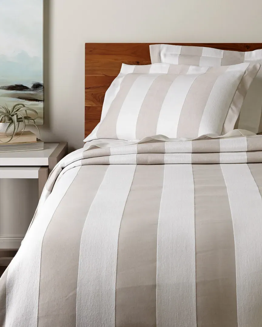 Barrado Stripe Coverlet Collection - Taupe