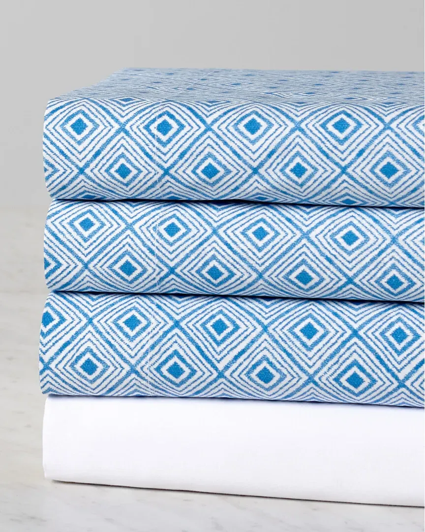 Blue Diamond Sheet Set - Blue, Cotton image