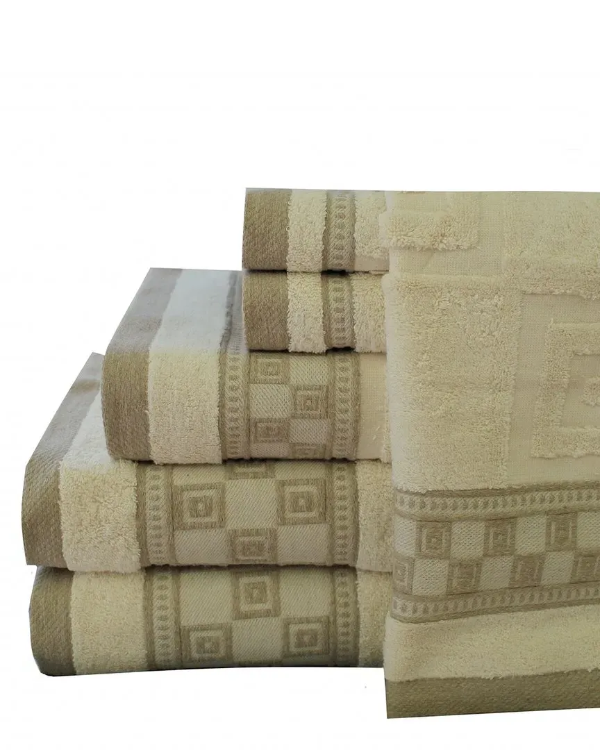 Ecru Squares 6pc Towel Set - Linen